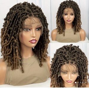 Lace Front Curly Knotless Box Braided Locs New